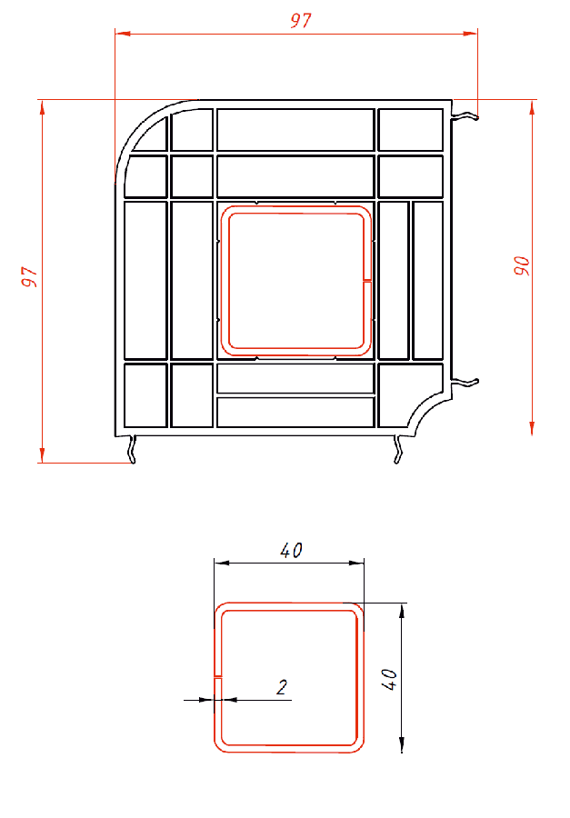 Угловой соединитель 90 Градусов 80х97 Угловой соединитель 90 Градусов 80х97