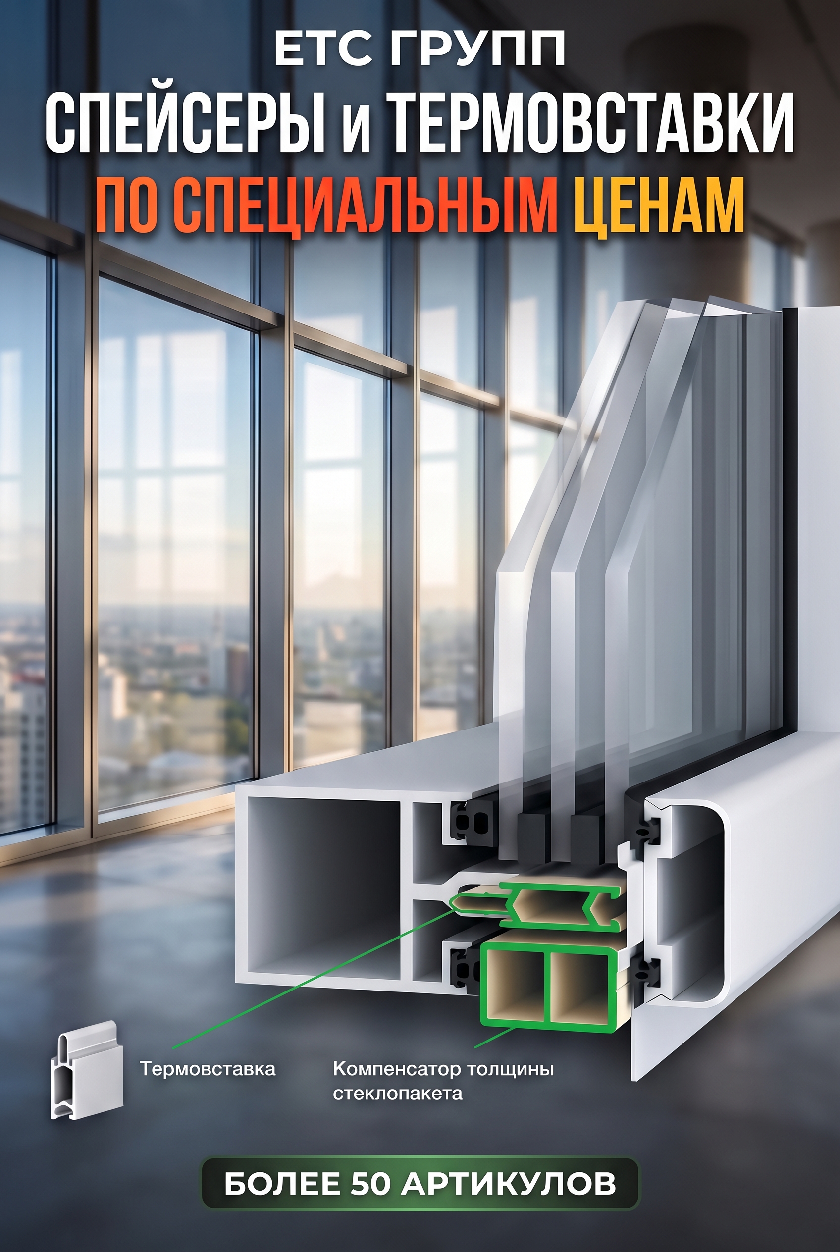 Спейсеры, компенсаторы, термовставки для алюминиевых окон
