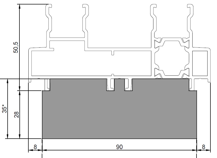 Теплый подставочный профиль REALIT RW71 SL