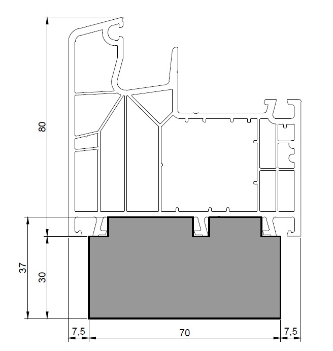 Теплый подставочный профиль Aluplast IDEAL 7000/8000 Теплый подставочный профиль Aluplast IDEAL 7000/8000